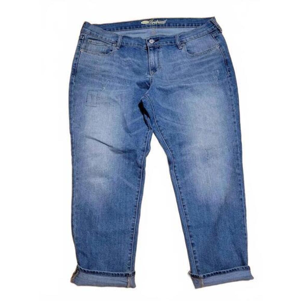 Old Navy The Boyfriend Jeans 14 Regular Medium Wash Blue Straight Leg Denim